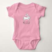 Cute Running Bunny Rabbit Custom Name Romper (Voorkant)