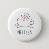 Cute Running Bunny Rabbit Custom Name Ronde Button 5,7 Cm (Voorkant)