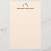 Cute Running Bunny Rabbit Custom Text Beige Briefpapier (Voorkant)