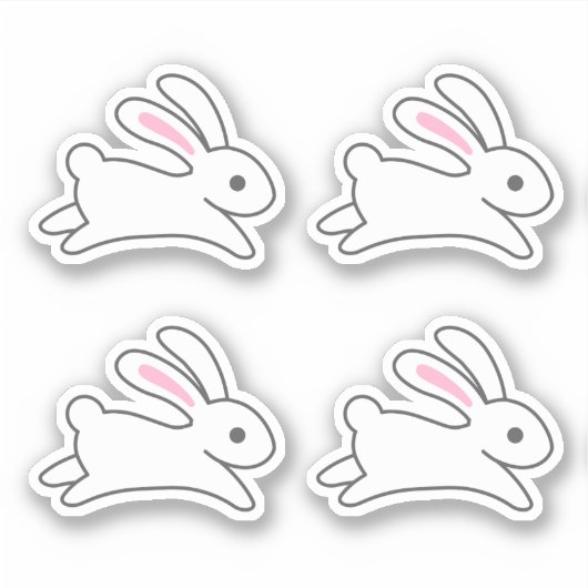Cute Running Bunny Rabbit Set van 4 Sticker (Voorkant)