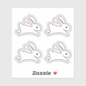Cute Running Bunny Rabbit Set van 4 Sticker (Vel)