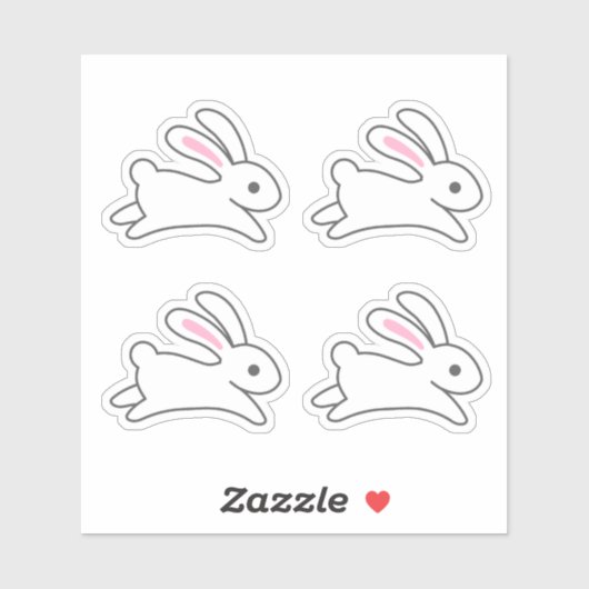 Cute Running Bunny Rabbit Set van 4 Sticker (Vel)