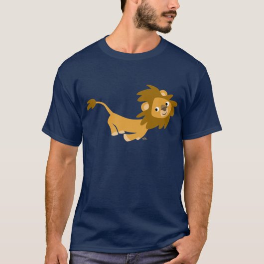 Cute Running Cartoon Lion T-shirt (Voorkant)