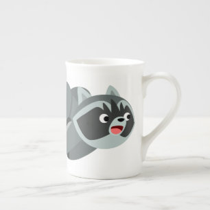 Cute Running Cartoon Raccoon Porselein Kop