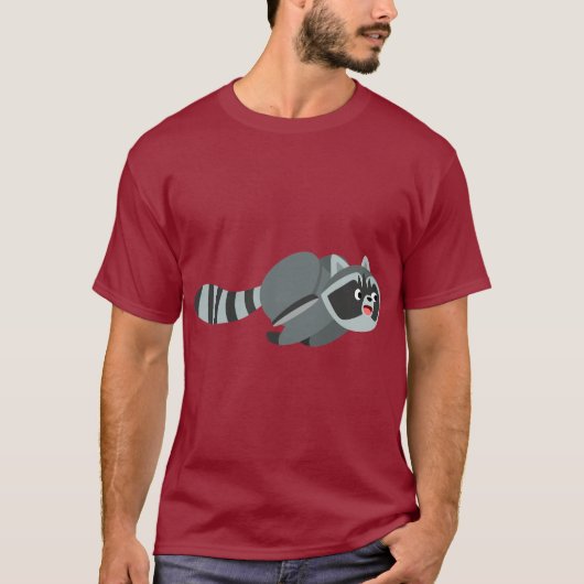 Cute Running Cartoon Raccoon T-Shirt (Voorkant)