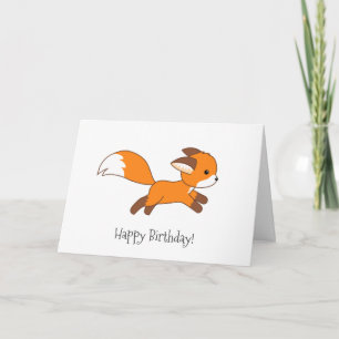 Cute Running Fox Birthday Kaart