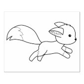 Cute Running Fox Coloring Page Rubberstempel (Afrduk)