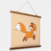 Cute Running Fox on Cream Hangend Wandkleed (Gebogen)