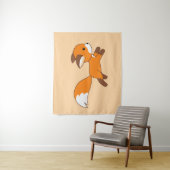 Cute Running Fox on Cream Wandkleed (In situ)