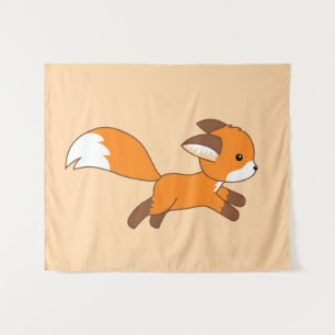 Cute Running Fox on Cream Wandkleed