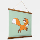 Cute Running Fox on Green Hangend Wandkleed (Gebogen)