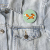 Cute Running Fox on Green Ronde Button 5,7 Cm (In situ)