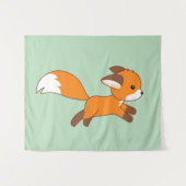 Cute Running Fox on Green Wandkleed (Voorkant (horizontaal))