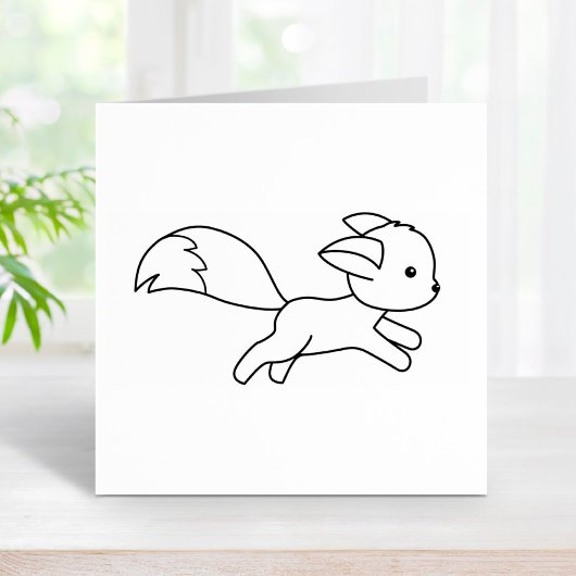 Cute Running Fox Rubberstempel