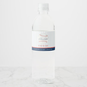 Cute Rust Our Little Champ Baseball Baby shower Waterfles Etiket