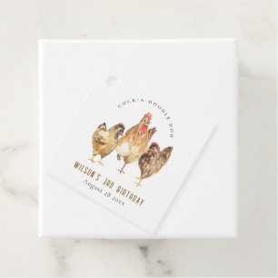 Cute Rustic Boerderij Chicken Waterverf Kids Birth Bedankjes Labels