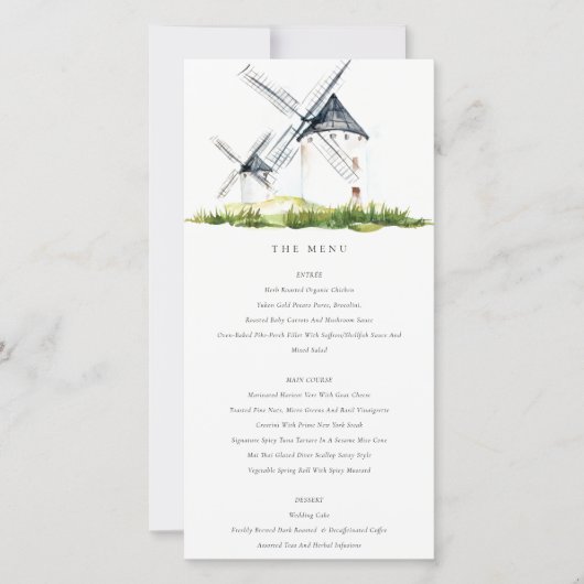 Cute Rustic Boerderij Windmill Theme Wedding Menu  (Voorkant)