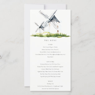 Cute Rustic Boerderij Windmill Theme Wedding Menu 