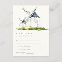 Cute Rustic Boerderij Windmill Theme Wedding RSVP