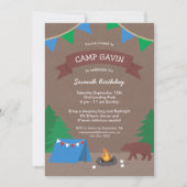 Cute Rustic Camping Birthday Party Kaart (Voorkant)
