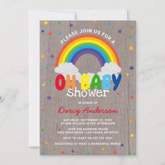 Cute Rustic Colorful Rainbow-Baby shower Kaart (Voorkant)