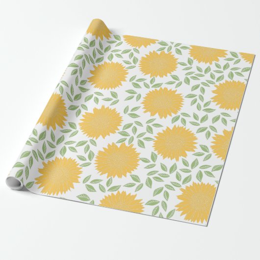 Cute Rustic Country Sunflower Pattern Cadeaupapier (Uitgerold)