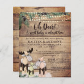 Cute Rustic Deer Couple Baby shower Budget Uitnodi (Voorkant / Achterkant)