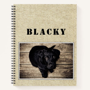 Cute Rustic Dog Puppy Photo met naam Notitieboek