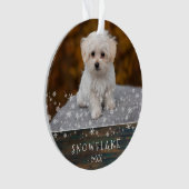 Cute Rustic Dog Puppy Snowflake 2 Foto Keepslag Ornament (voorkant)
