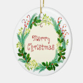 Cute Rustic Elegant  Green Merry kerst Keramisch Ornament (Links)
