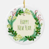 Cute Rustic Elegant  Green Merry kerst Keramisch Ornament (Achterkant)