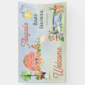 Cute Rustic Farm Animals Barnyard Baby shower Spandoek (Verticaal)