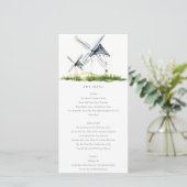 Cute Rustic Farm Windmill Thème Mariage Carte Menu (Debout devant)
