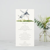Cute Rustic Farm Windmill Thème Mariage Carte Menu (Debout devant)