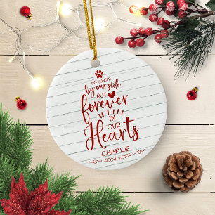 Cute Rustic Farmhouse Cat of Dog Pet Memorial Red Keramisch Ornament