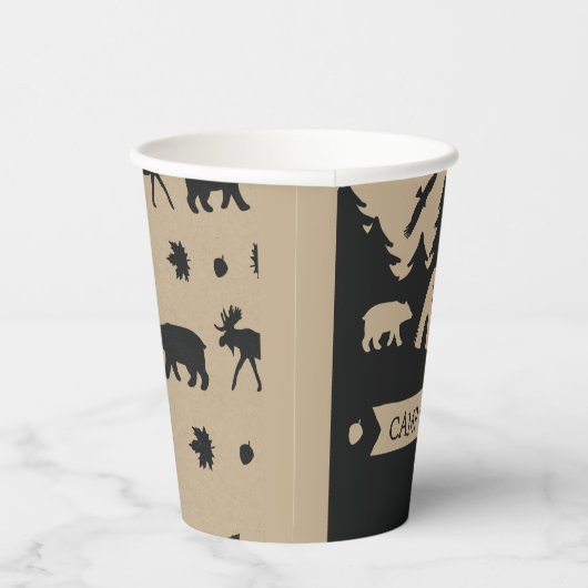 Cute Rustic Flannel Camping Birthday Party Papieren Bekers (Rechts)