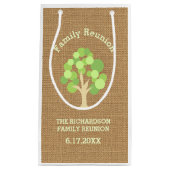 Cute Rustic Green Tree and Burlap Family Reunion Klein Cadeauzakje (Voorkant)