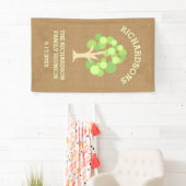 Cute Rustic Green Tree and Burlap Family Reunion Spandoek (Insitu)