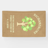 Cute Rustic Green Tree and Burlap Family Reunion Spandoek (Horizontaal)