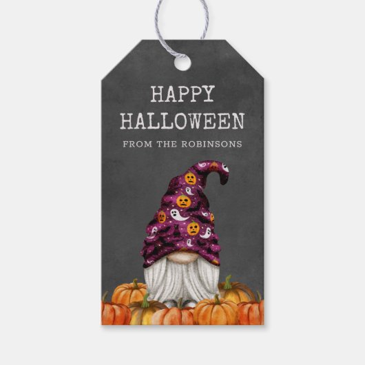 Cute Rustic Halloween Gnome Gift Label Cadeaulabel (Voorkant)