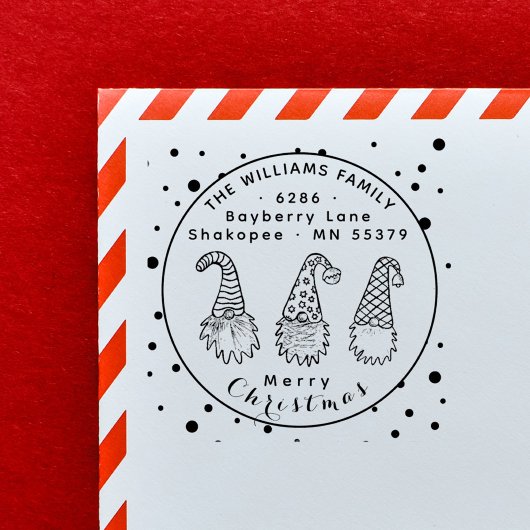 Cute Rustic/Kerstgnomen/Sneeuwadres Zelfinktende Stempel