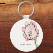 Cute Rustic Kind Drage Blush Pink Waterverf Sleutelhanger (Voorkant)