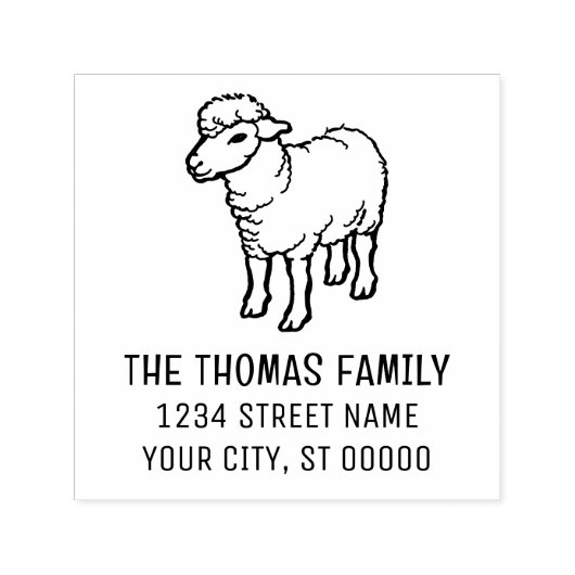 Cute Rustic Lamb Sheep Ewe Naam Retouradres Zelfinktende Stempel (Design)