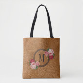 Cute Rustic Leather Kijk  Floral Monogram Draagtas (Voorkant)
