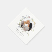 Cute Rustic Meadow Floral Wreath Photo Wedding Servet (Hoek)