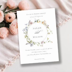 Cute Rustic Meadow Floral Wreath Wedding Invite Bedankkaart