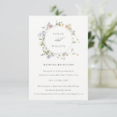 Cute Rustic Meadow Floral Wreath Wedding Reception Informatiekaartje (Staand voorkant)