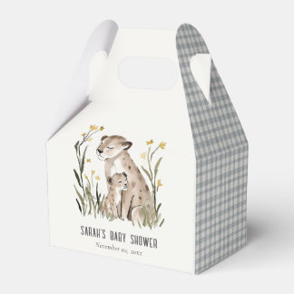 Cute Rustic Mum and Baby Tiger Foliage Baby Shower Bedankdoosjes