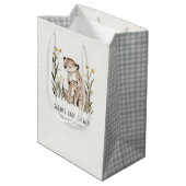 Cute Rustic Mum and Baby Tiger Foliage Baby Shower Medium Cadeauzakje (Achterkant Gekanteld)