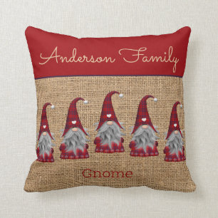 Cute Rustic Personalized kerstgrint Elf Kussen